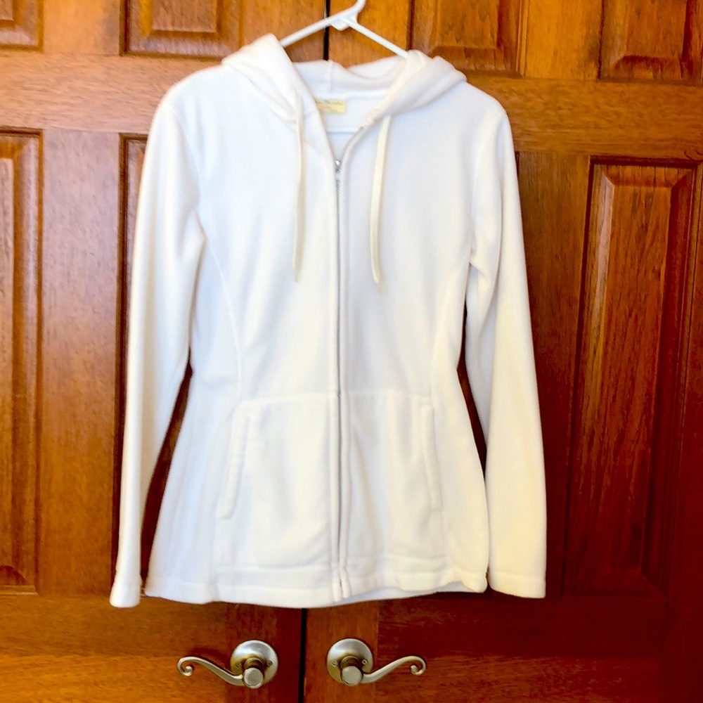 White zip up hoodie